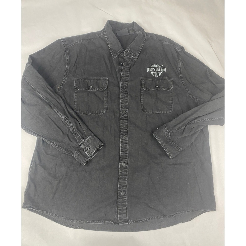 Harley Davidson Button Up Shirt Men's Size 2X Black - Flaw